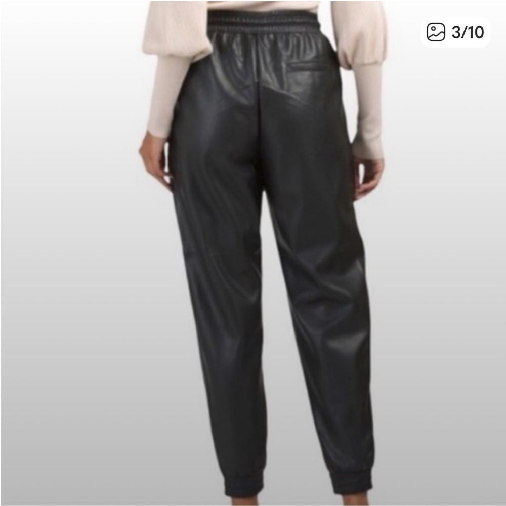 Anthropologie Avec Les Filles Faux Leather Ankle Zip Jogger Black Womens Large - Picture 10 of 10